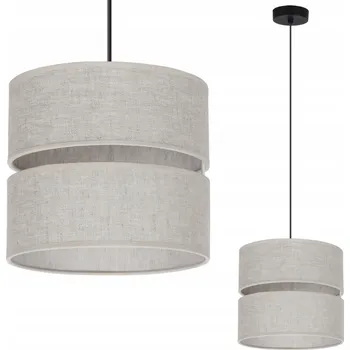 ZÁVĚSNÉ STROPNÍ SVÍTIDLO KRÉMOVÉ BÉŽOVÉ LÁTKOVÉ STÍNIDLO DVOJITÉ DO KUCHYNĚ E27