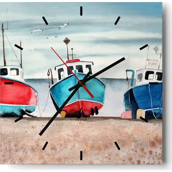 Hodiny Velké nástěnné hodiny 40x40 cm Motiv moře | Skleněné tiché hodiny