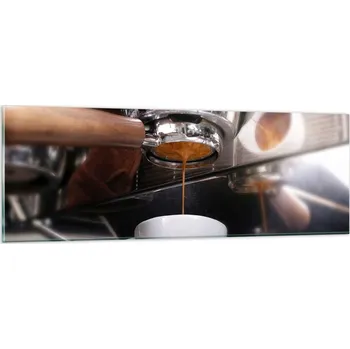 Obraz Obraz na skle do obýváku ložnice 90x30 káva foto obrazy na zeď sklo