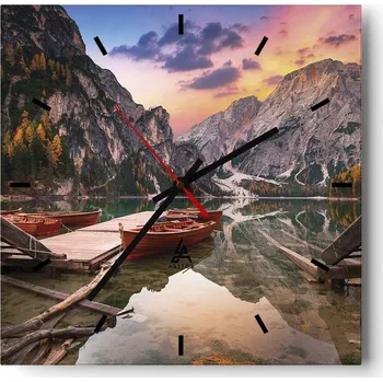 Hodiny Velké nástěnné hodiny 40x40 Krajina Skleněné hodiny Tiché