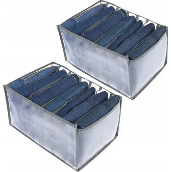 Organizér oblečení 2x Organizér do zásuvek, skříní na kalhoty, trička, síťka, 7 přihrádek, šedý