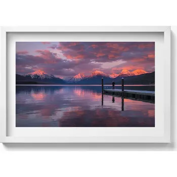 Obraz Dekorativní obraz na zeď do obýváku, kuchyně – jezero, hory a mraky, 60x40 cm