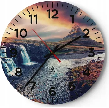 Hodiny Kuchyňské nástěnné hodiny 30x30 Krajina Moderní Skleněné hodiny do obýváku Tiché