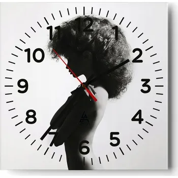 Hodiny Kuchyňské nástěnné hodiny 30x30 Žena Skleněné hodiny do obýváku Moderní Tiché