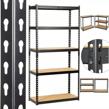 Dílenský regál Kovový regál do skladu černý 180x90x40 cm 265 kg/police DOOC