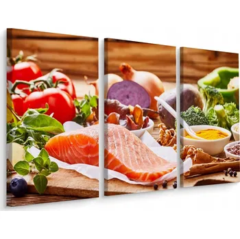 Obraz Muralo malba Losos mezi zeleniny Plátno 180x120 cm