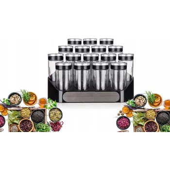 Kořenka KOŘENKY s dózami na koření, bylinky do kuchyně v poličce, jako dárek, box