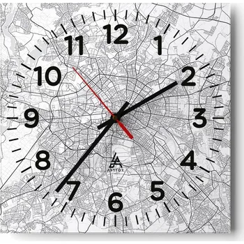 Hodiny Kuchyňské nástěnné hodiny 30x30 Město Skleněné hodiny do obýváku Moderní Tiché