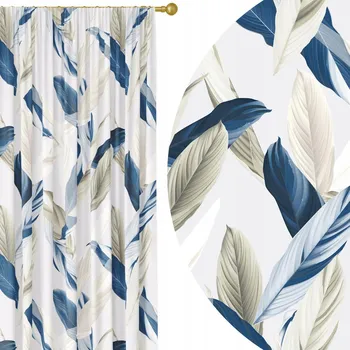 HOTOVÉ ZÁCLONY NA ŽABKY S ŘASÍCÍ PÁSKOU 140X230 ZÁVĚS DO OBÝVACÍHO POKOJE, LOŽNICE - VZOR LISTY 052