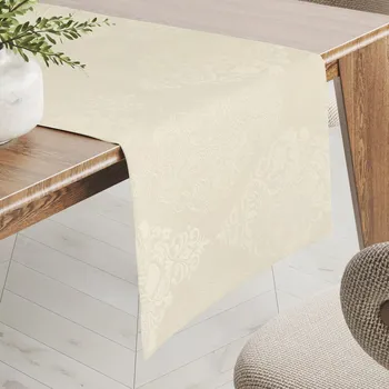 ubrus Teflonový běhoun na stůl TF-104 Světle vanilkový zámecký vzor 20x140 cm