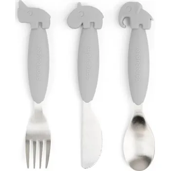 dětský příbor DONE BY DEER Easy-grip příborový set Deer freinds šedá