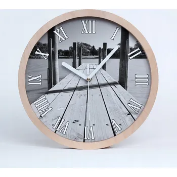 Hodiny Dřevěné nástěnné hodiny dřevěné molo průměr 25 cm