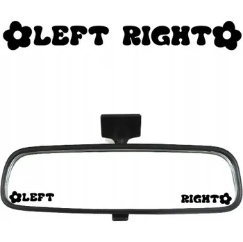Samolepicí dekorace na vozidlo NÁLEPKA Grafika na auto na vnitřní zrcátko NÁPIS: LEFT RIGHT Kytičky