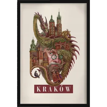 Obraz Obraz na zeď rám Vintage retro styl Krakov Kostel Panny Marie Drak 40x60 cm