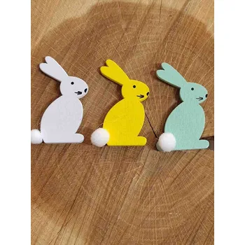 umělá květina Samolepicí dřevěný zajíček , Barva Bílá