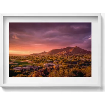 Obraz Obraz v bílém rámu do obýváku Západ slunce nad North Scottsdale 70x50 cm