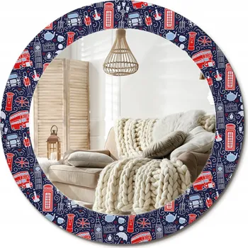 Zrcadlo Kulaté moderní zrcadlo na zeď s potiskem na skle Loft Londýn průměr 60 cm