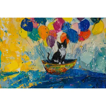 Plakát Plakát Kočka na lodi bez rámu, 91,5 x 61 cm