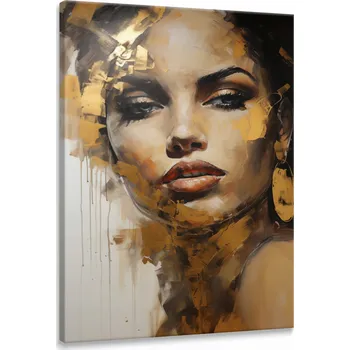 Obraz Obraz na zeď Zlatý PORTRET Ženská tvář Styl Glamour Abstrakce 50x70