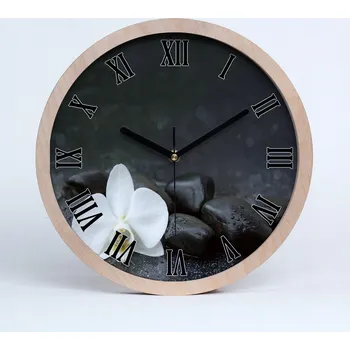 Hodiny Kuchyňské nástěnné hodiny římské orchidej průměr 20 cm