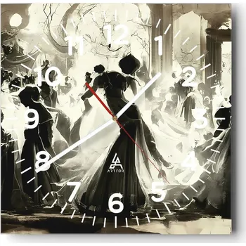 Hodiny Nástěnné hodiny do obýváku 40x40 Ples Tiché hodiny na skle Stylové tiché