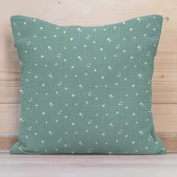 Povlak na dekorativní polštářek Mušelínový povlak na polštář MSN-053 Noční obloha na pastelově modrozeleném 30 x 50 cm