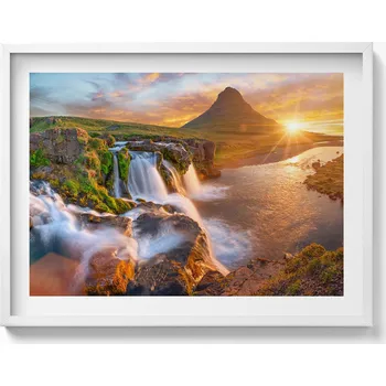 Obraz Obraz s rámem a grafikou na zeď Krajina přírody při západu slunce 80x60 cm