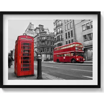 Obraz Obraz na zeď černý rám Veterán americký autobus v ulici 80x60 cm