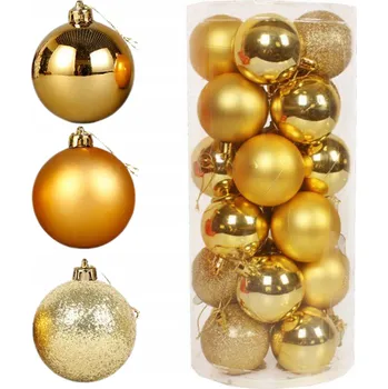 Vánoční dekorace SADA ZLATÝCH VÁNOČNÍCH OZDOB 18 KUSŮ BROKÁTOVÉ KLASICKÉ