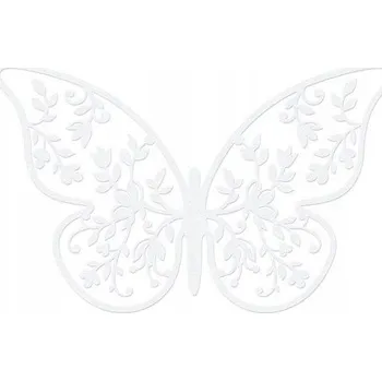 Party dekorace Papírové dekorace Motýl bílý s krajkovým vzorem 10 ks