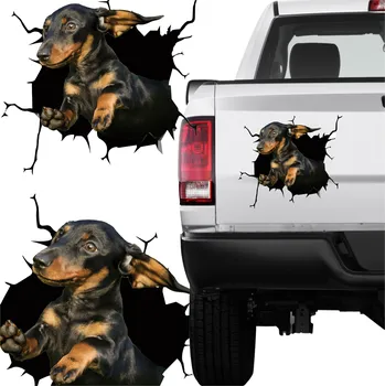 Samolepicí dekorace na vozidlo Samolepka s pejskem Samolepky na auto Sklo Auto Váš pes Jezevčík Černý