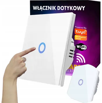 vypínač Dotykový vypínač světla bílý skleněný jednoduchý WIFI+RF Tuya Smart Life