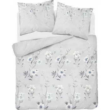 Povlečení Povlečení 220x200 šedé modré louka květy Home Satin