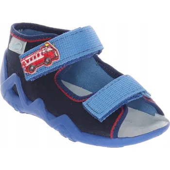 Dívčí bačkory Befado dětské papuče na suchý zip, modré, velikost 23