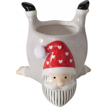 Květináč KERAMICKÝ OBAL NA KVĚTINÁČ VÁNOČNÍ S MOTIVEM MIKULÁŠE, výška 10,5 cm