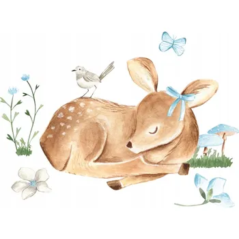 Samolepící dekorace Samolepka na stěnu YokoDesign spící jelínek modrá DK326 38x56cm