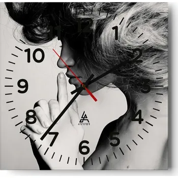 Hodiny Nástěnné hodiny do obýváku 40x40 Žena Bezhluké hodiny na skle Tiché
