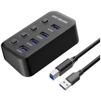 USB hub PremiumCord USB 3.2 Superspeed HUB 4-portový s vypínači portů