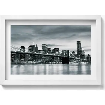 Obraz Závěsný obraz rámeček v bílé barvě Brooklynský most Nový panorama 30x20 cm