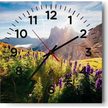 Hodiny Kuchyňské nástěnné hodiny 30x30 Krajina Skleněné hodiny do obýváku Moderní Tiché