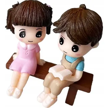 Figurka Figurka Holčička a chlapec na lavičce s knihou