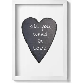 Obraz Dekorativní nástěnný obraz v bílém rámu All you need is love - srdce 20x30 cm