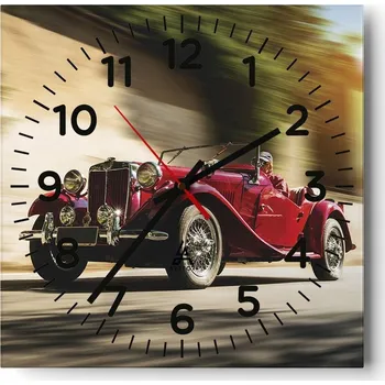 Hodiny Nástěnné hodiny do kuchyně 30x30 Auto Stylové hodiny na skle Loft Tiché