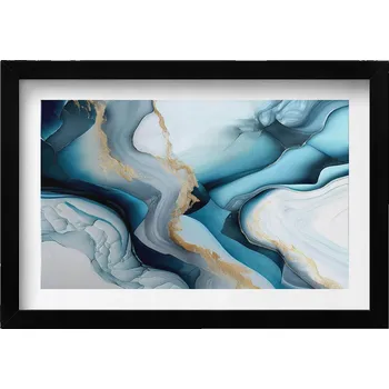 Obraz Dekorace obraz v černém rámu na zeď Tekutá textura mramoru 30x20 cm