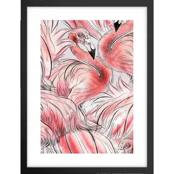 Obraz Obraz plakát v černém rámu do obýváku 30x40 plameňák foto plakáty na zeď