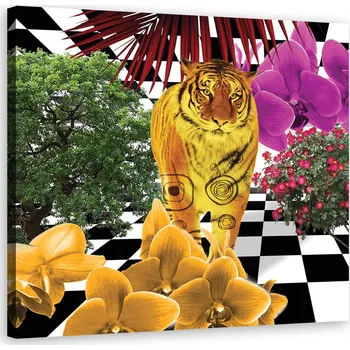 Obraz OBRAZ NA PLÁTNĚ Barevný tygr 50x50