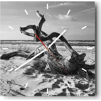 Hodiny Velké nástěnné hodiny na zeď 40x40 Pláž Skleněné hodiny Čtvercové Tiché