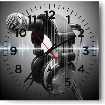 Hodiny Kuchyňské nástěnné hodiny 30x30 Mikrofon Skleněné hodiny do obýváku Moderní Tiché