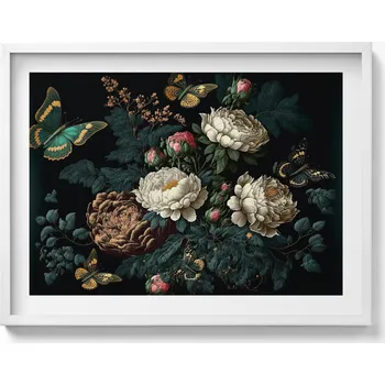 Obraz Závěsný obraz na zeď dekorace do domu Botanický vzor květin 80x60 cm