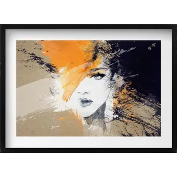 Obraz Ozdobný nástěnný obraz v rámu s grafikou Portrét ženy abstrakce 70x50 cm